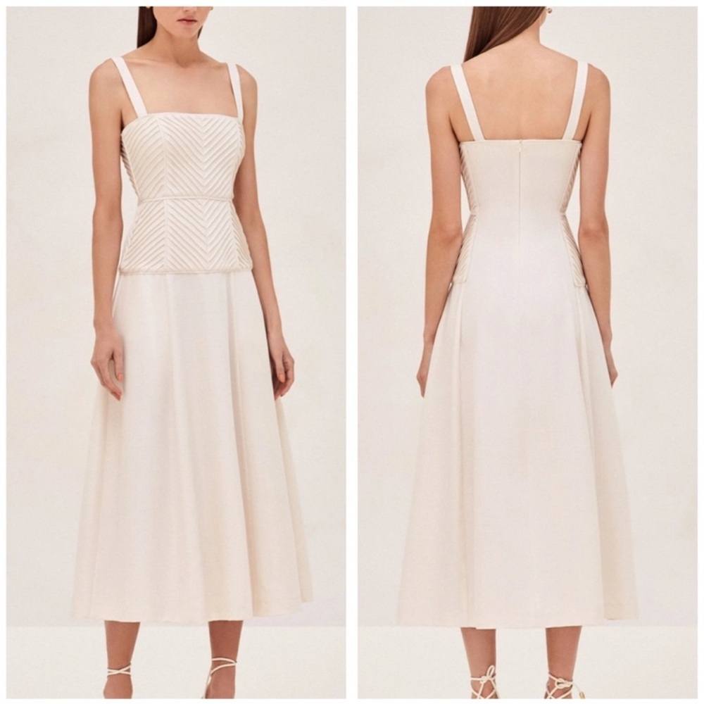 Alexis Cream Sleeveless A-line Midi Dress